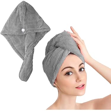 Ultra-absorbent microfibre hair towel cuts drying time in half, ideal for curly hair